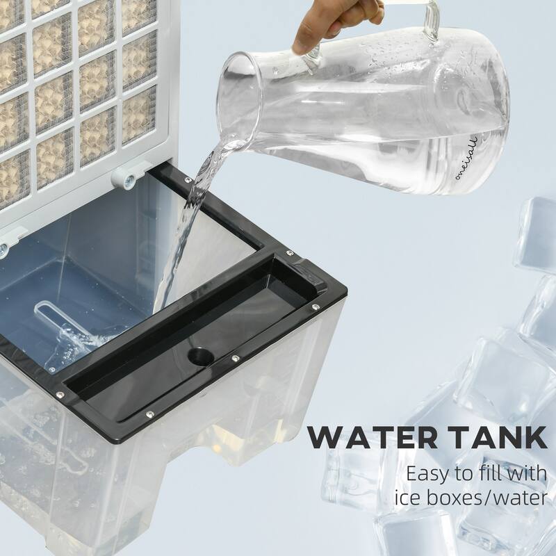 HOMCOM Mobile Air Cooler, Evaporative Ice Cooling Fan Water Conditioner Humidifier Unit with 3 Modes, 3 Speed, Remote Controller