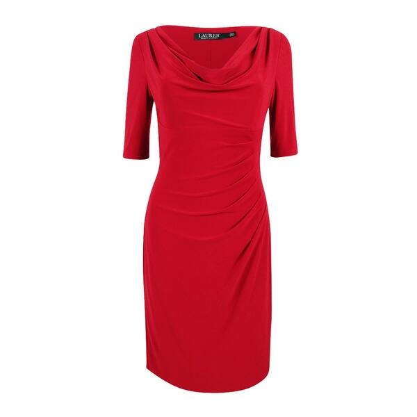 cowl neck jersey dress