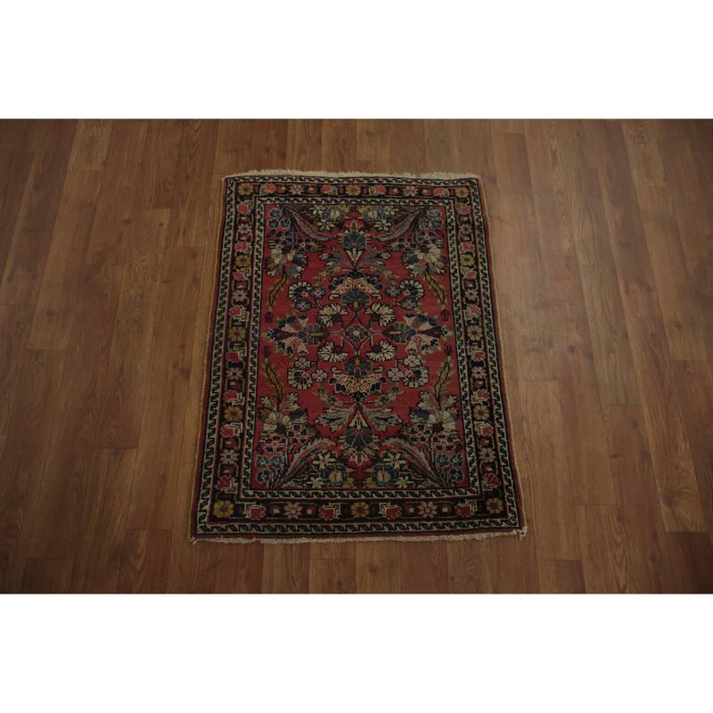 Hand Knotted Oriental 100% Wool Carpet Traditional Floral Red Lilian Area Rug - 2' 8'' X 2' 0''
