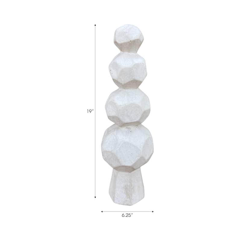 Pottery and Paper Mache Modern Geometric Sculpture with Stacked Design