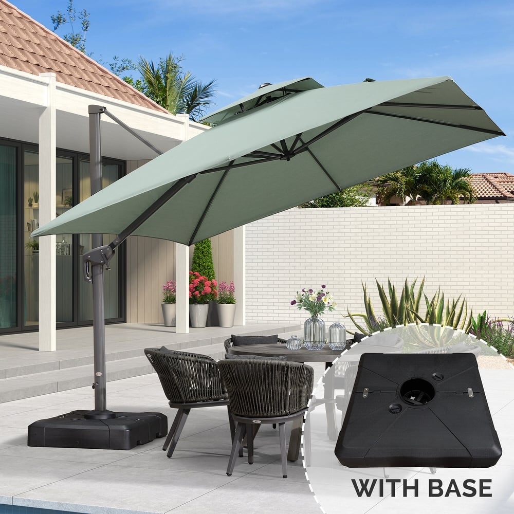 PURPLE LEAF 10ft Double Top Stylish Cantilever Patio Umbrella with Base