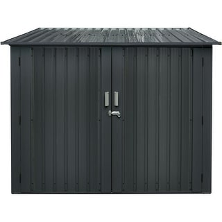 Galvanized Steel Bicycle Storage Shed with Twist Lock and Key for up to 4 Bikes, Dark Gray
