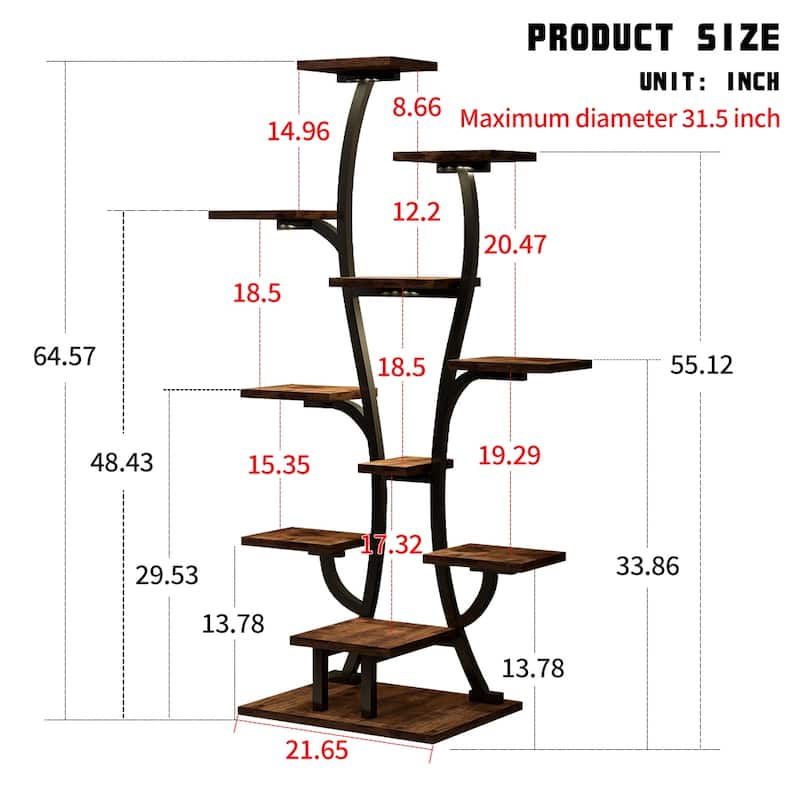 Plant Stand with Grow Lights, Indoor Plant Shelf, Metal Plant Flower Holder Stand, Vase Shape Plant Rack for Home, Patio