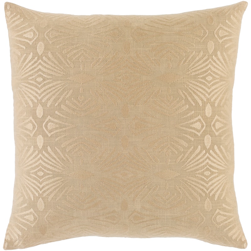 Akilah Art Deco Embroidered Throw Pillow - Khaki - 20"x20" with Down Insert