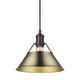 preview thumbnail 2 of 0, Yep by Golden Lighting Orwell 1-light 10in Pendant in Matte Black and Aged Brass shade