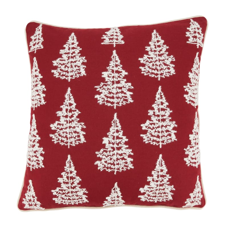 Playful Pines Christmas Trees Throw Pillow - Polyester - 18"x18"