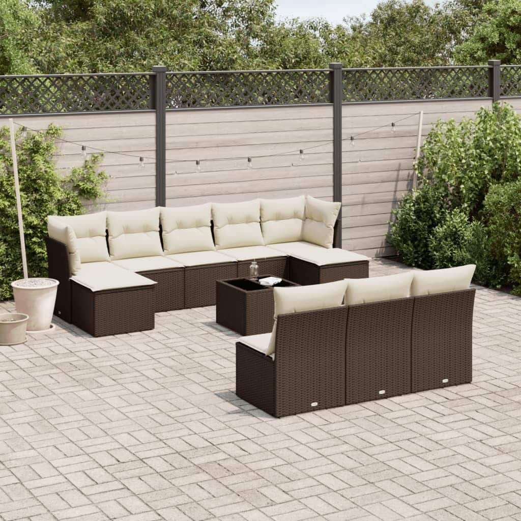 vidaXL Garden Sofa Set Brown, Cream White - 21.7 x 21.7 x 14.6