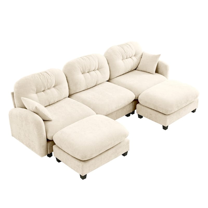 107" Modern Minimalist Modular Free Combination Sectional Sofa with 2 Throw Pillows