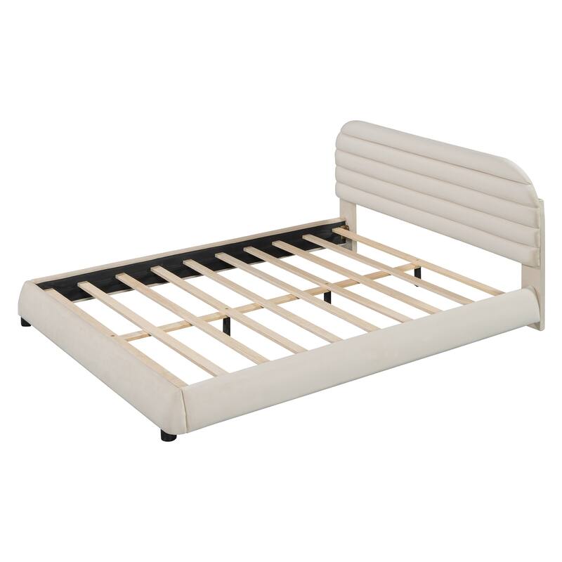 Bedroom Queen Size Velvet Upholstered Platform Bed
