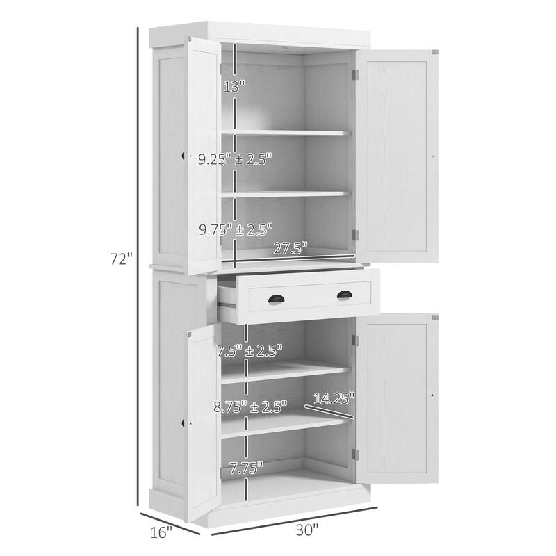 72.5" Traditional Freestanding Kitchen Pantry Cabine