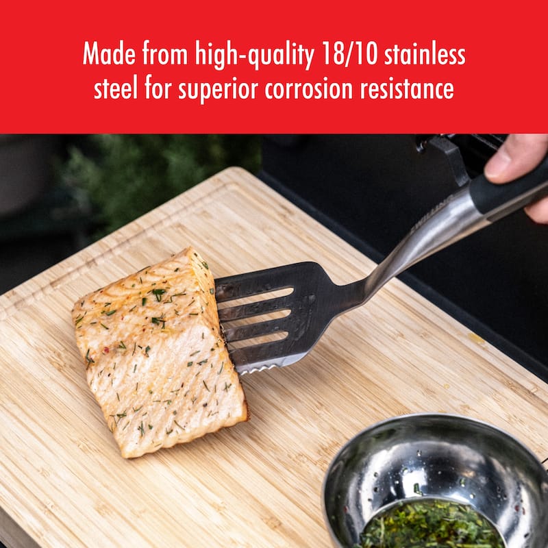 ZWILLING BBQ+ 17-inch Triple-Rivet Stainless Steel Grill Spatula with Serrated Edge - 1 unit