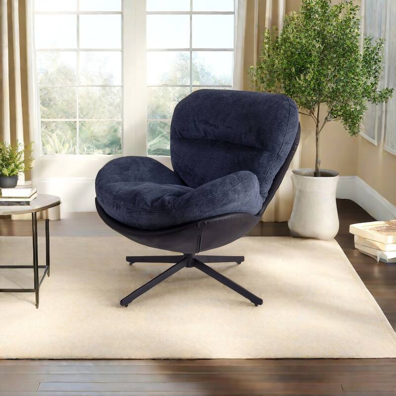 Modern Chenille 360° Swivel Office Chair with Metal Base Frame
