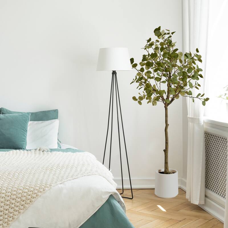 American Art Decor Artificial Faux Tree in White Tapered Ceramic Pot
