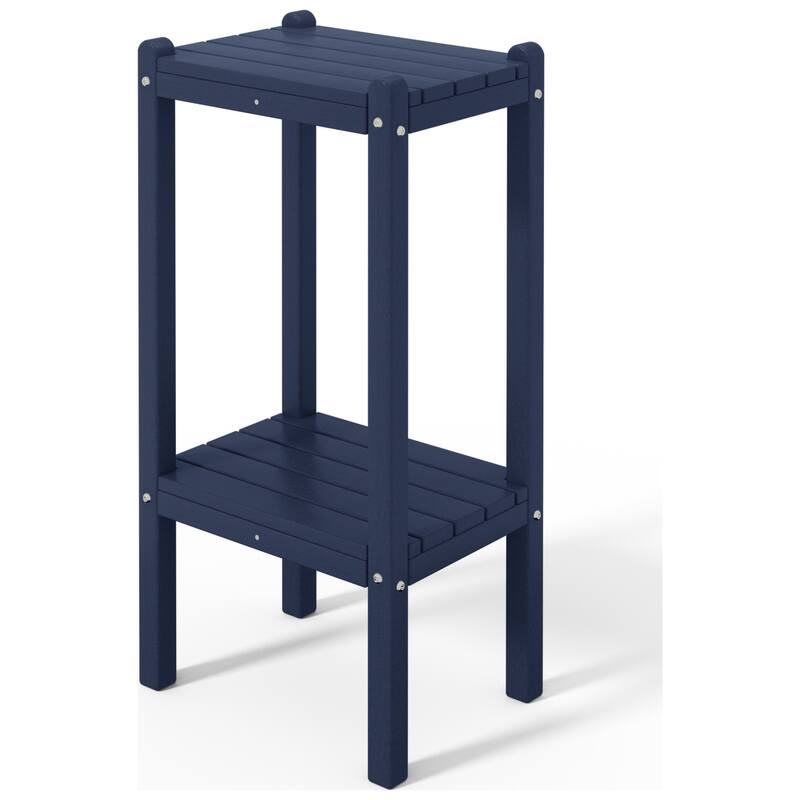 Polytrends Laguna Hdpe All Weather Outdoor Patio Two Shelf Square Table