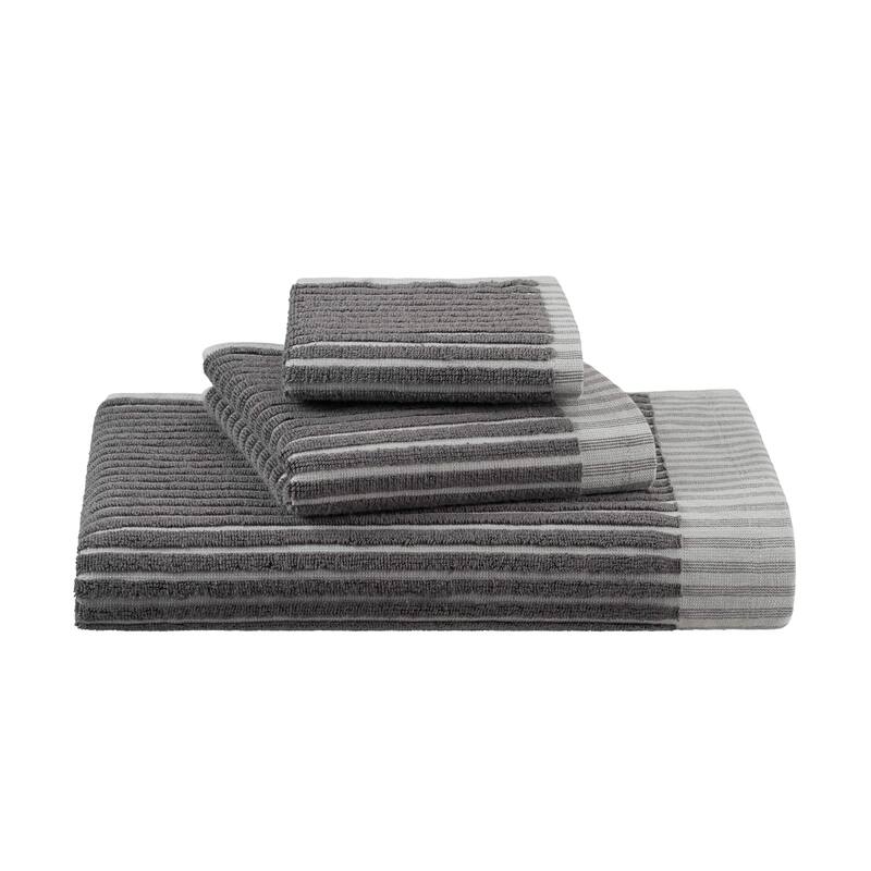 Martex Sculpted Stripe Tan Bath Towel - Bath - Charcoal
