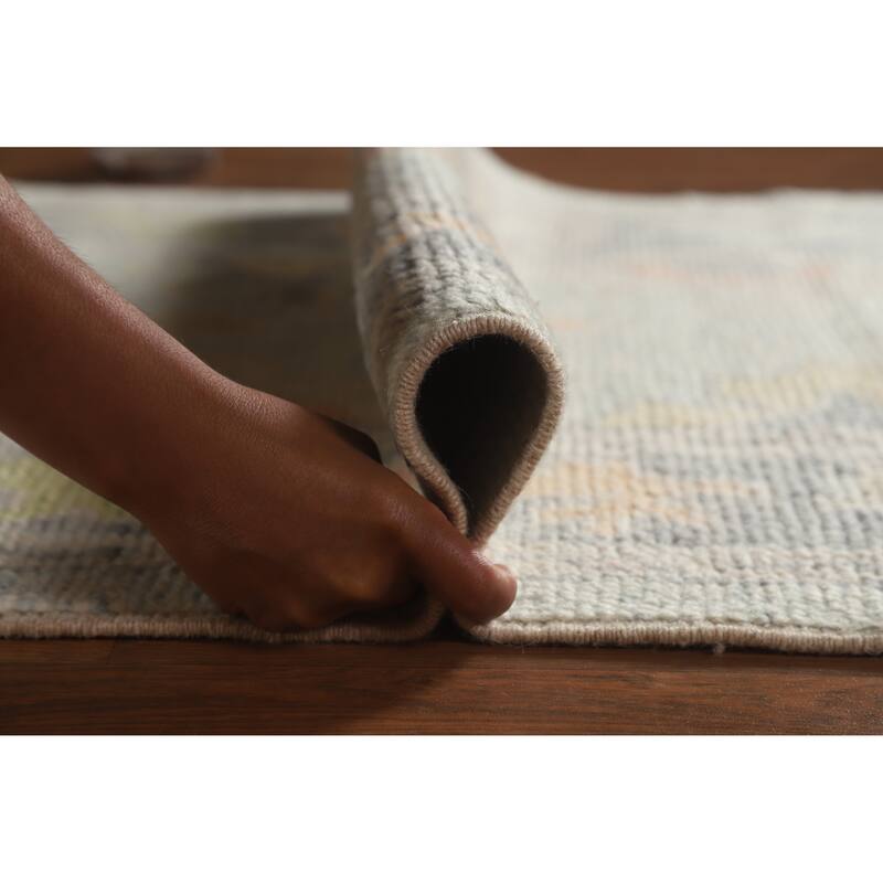 Hand Knotted Oriental 100% Wool Carpet Transitional Floral Navy Blue & Blues Oushak Runner Rug - 10' 9'' X 2' 11''