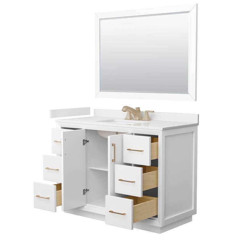 Strada 48-inch Single Vanity, Quartz Top, 46-inch Mirror