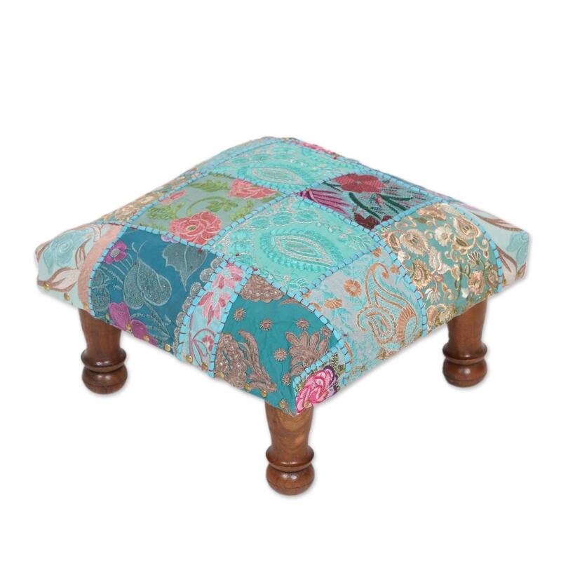 NOVICA Handmade Embellished ottoman Rajasthani Patchwork (India) - Multi - Medium