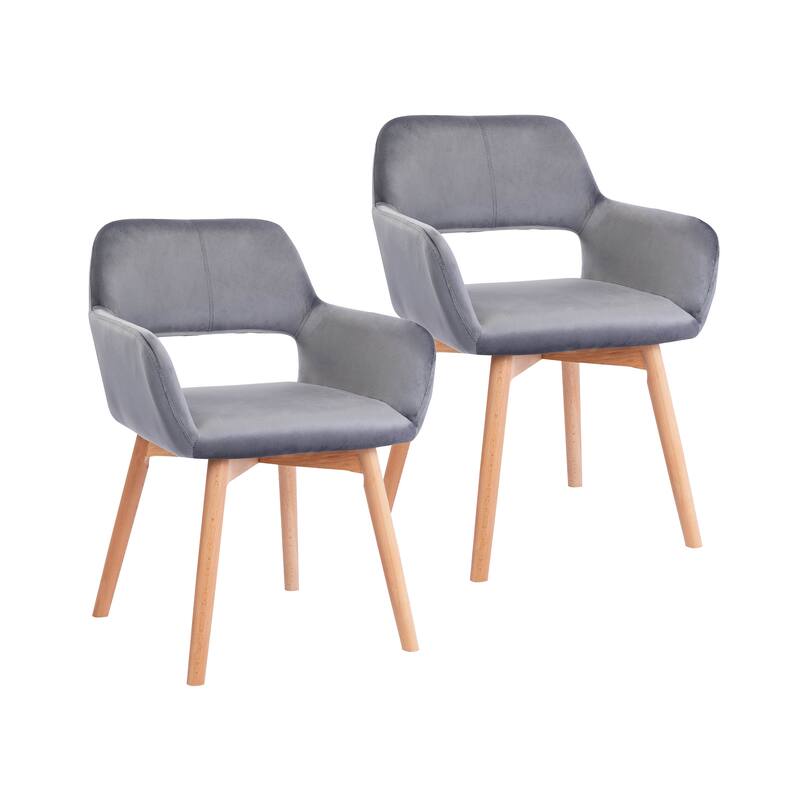Porthos Home Diana Velvet/ Beech Wood Dining Chairs (Set of 2) - Grey