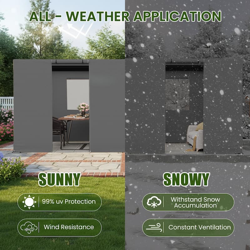 EROMMY Waterproof Pergola Winter Cover with Sidewalls, Mesh Windows and Roll-Up Door, All-Season Weather Enclosure