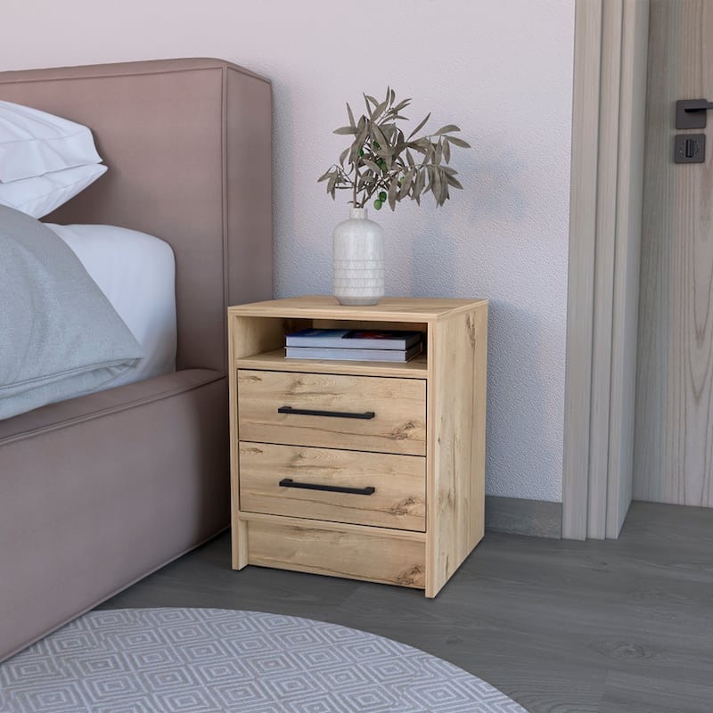 Nightstand Cartiz,Two Drawers，for Living Room,and Dining Room
