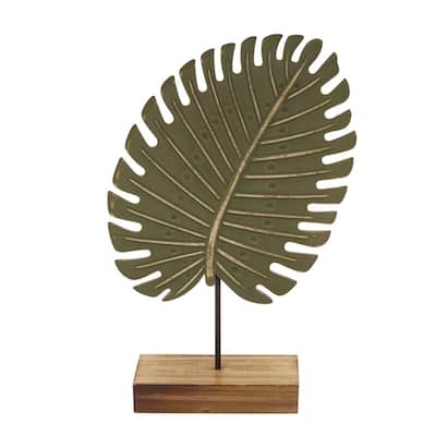Elements Green Leaf Tabletop Décor, 12X7 Inch