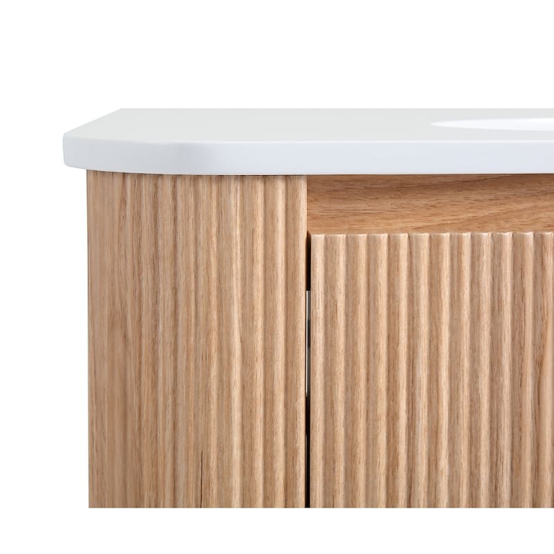 Wall Mounted Bathroom Vanity with Sink Curved Design