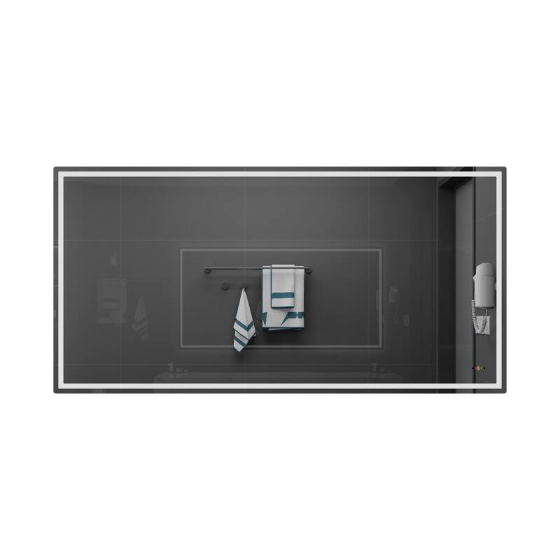 CB HOME Gesture Control Smart LED Mirror Bathroom, Lighted Wall Mounted Mirror, Dimmable, Frameless,Three Color,Front&BackLit