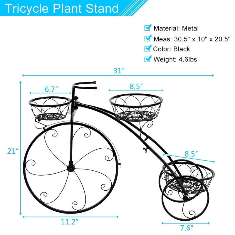 Bicycle Plant Stand Flower Pot Cart Holder For Home Garden Patio