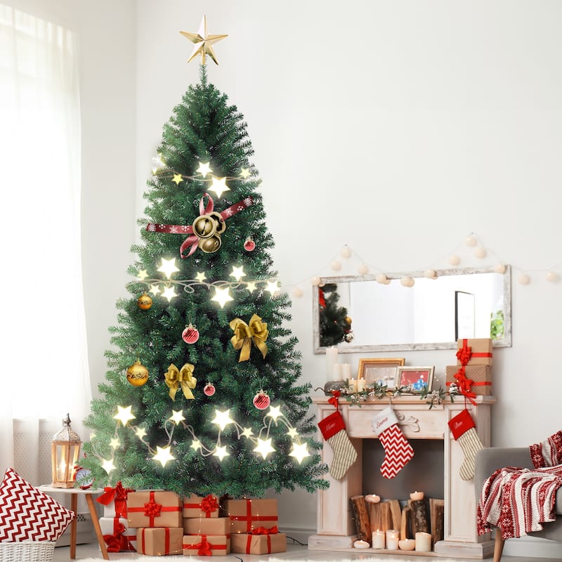6FT/7.5FT Artificial Pine Christmas Tree with Durable Metal Stand,