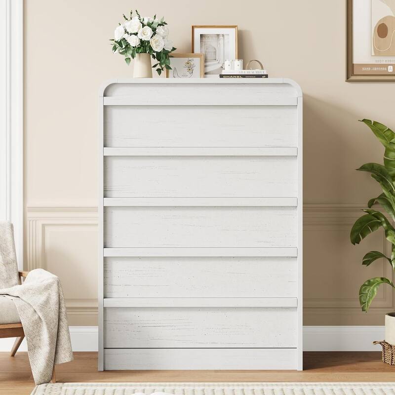 5 Drawer Curved Profile Design Dresser for Bedroom, Living Room, Entryway, Nursery