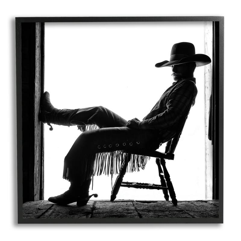 Stupell Southwestern Cowboy Photography Framed Giclee Art Design by PBurchettePhoto - 24 x 24 - Black
