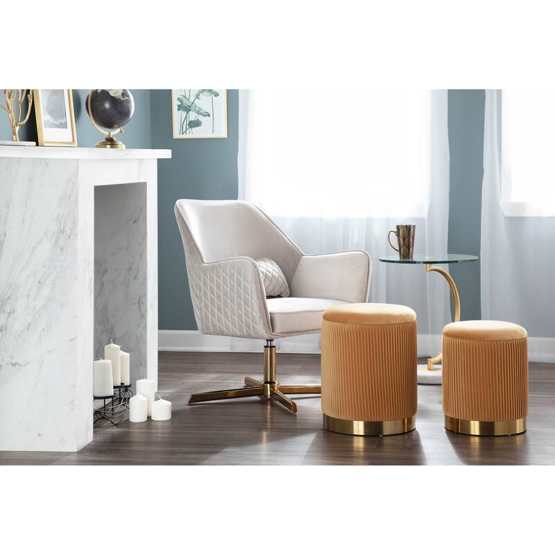 Silver Orchid Alba Goldtone Metal and Velvet Swivel Lounge Chair