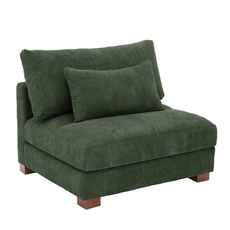 Modern Corduroy Modular Couch Sectional Sofa With Pillows