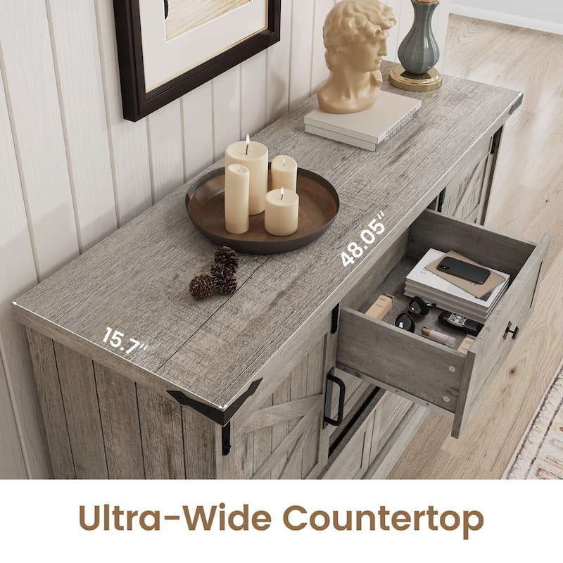 Television Stands with Large 4 Drawers, Farmhouse Wood