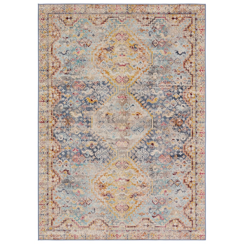 Esquire Indoor/Outdoor Medallion Blue/ Mulitcolor Runner Rug