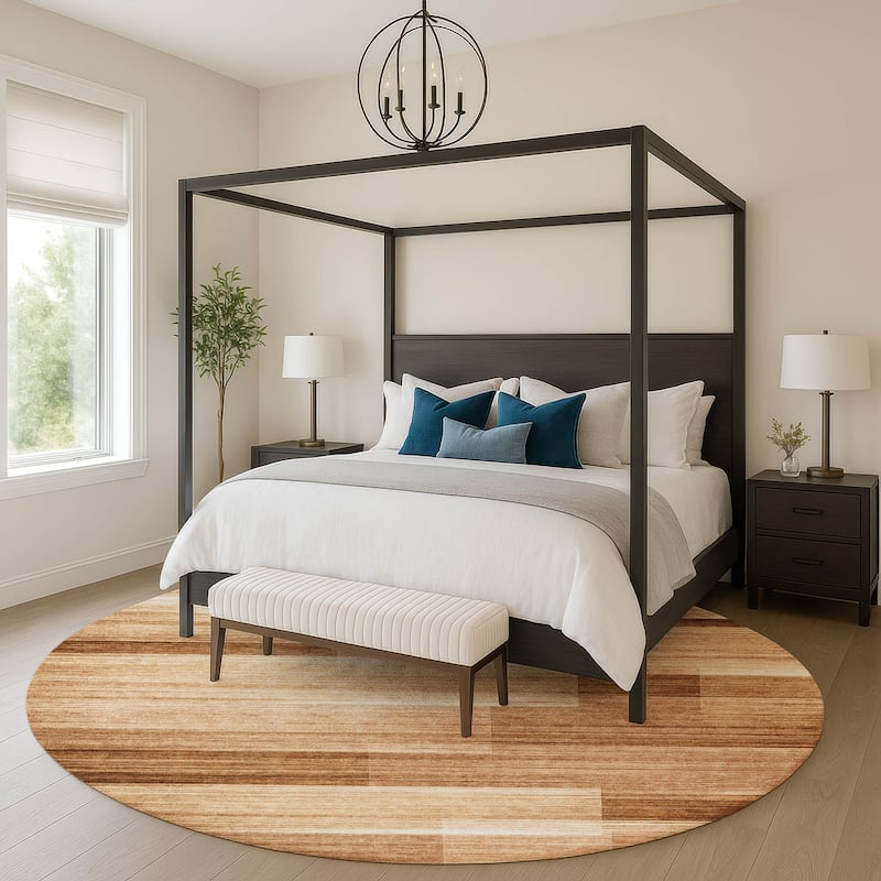 Premium Washable Super Soft Ombre Layers Mayfield Rug - Paprika - 8' x 8'