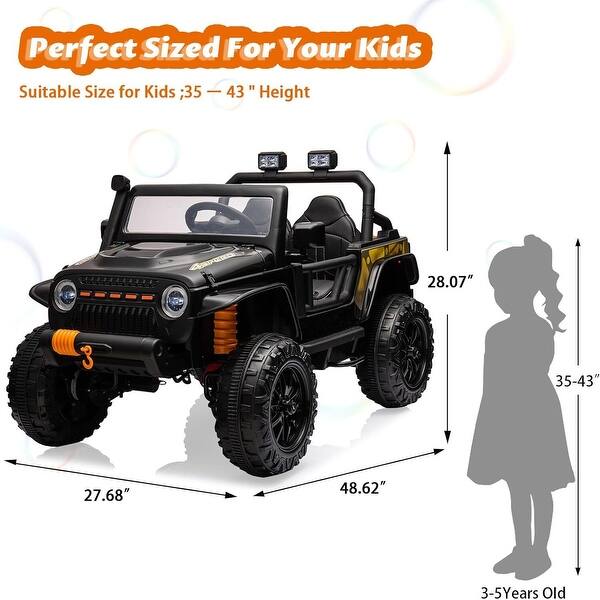 dimension image slide 3 of 4, 24V Kids 2 Seater Ride On Truck Car Electric Vehicles Remote Control