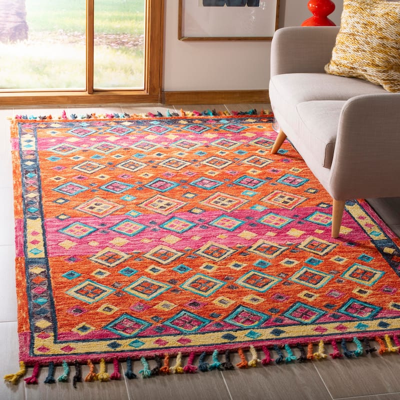 SAFAVIEH Handmade Aspen Dona Boho Tribal Wool Rug - 8' x 10' - Orange/Fuchsia - Rectangle