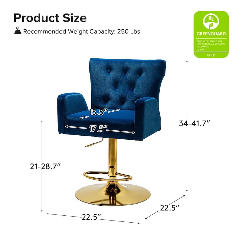 Loreto Modern Tufted Velvet Swivel chair with Adjustable Height Set of 2 by HULALA HOME