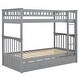 preview thumbnail 8 of 8, Twin Over Twin Wooden Bunk Bed with Twin Size Trundle & Safety Rail, Convertible to 2 Platform Bedframe for Kids Teens Bedroom