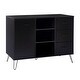 preview thumbnail 1 of 4, Buffet Cabinet with Wooden Frame and 3 Drawers, Black