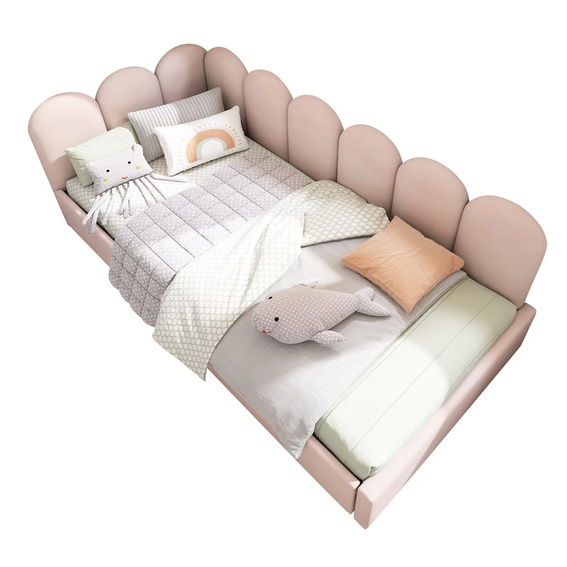 Roomfitters Upholstered Twin Size Ottoman Daybed with Storage, Sofa Bed with Metal Slat Frame, Velvet