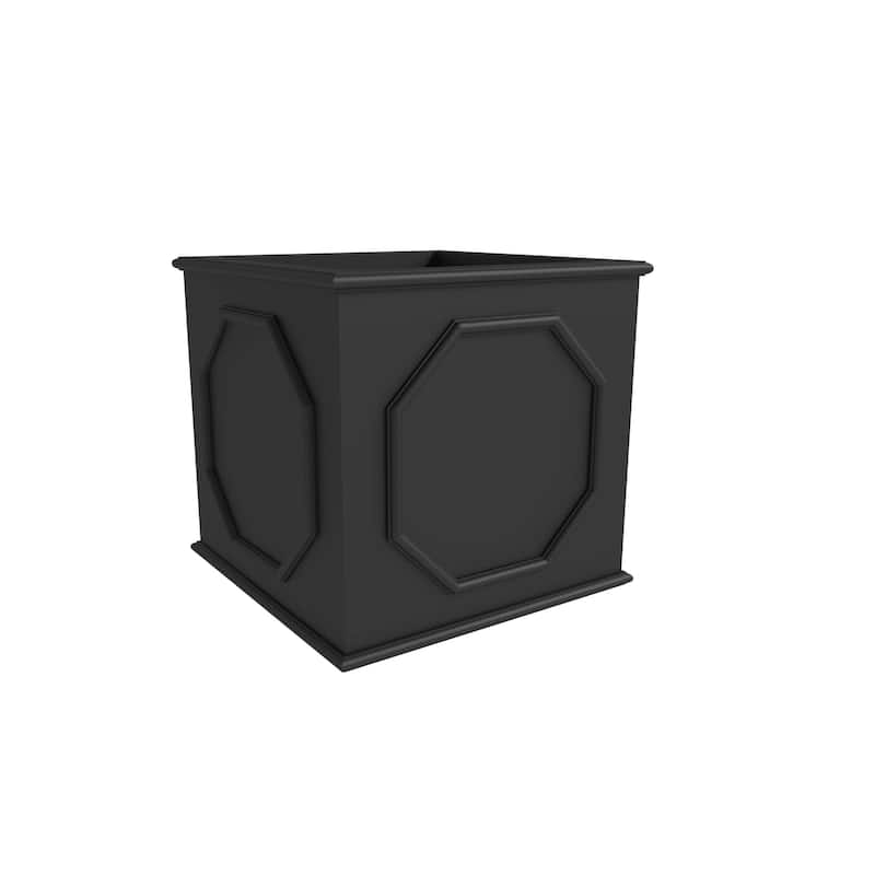 Sprout Modern Fiberstone Square Planter Pot with Drainage Holes for Home Garden Yard Patio Porch Office- No Assembly Required