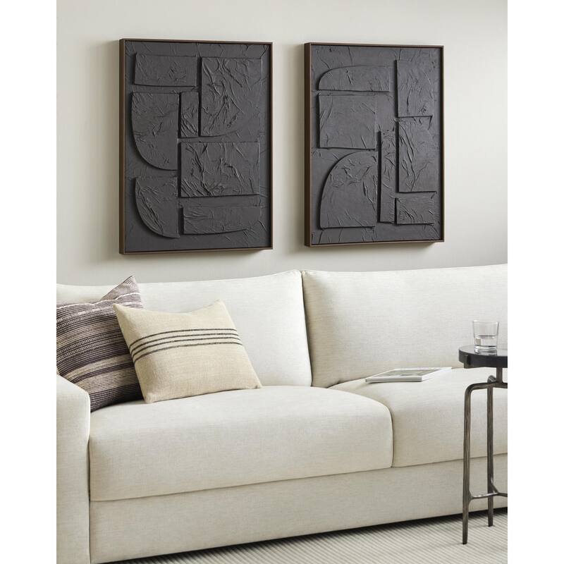 Livabliss Kako Modern Framed Art Set of 2 - Black