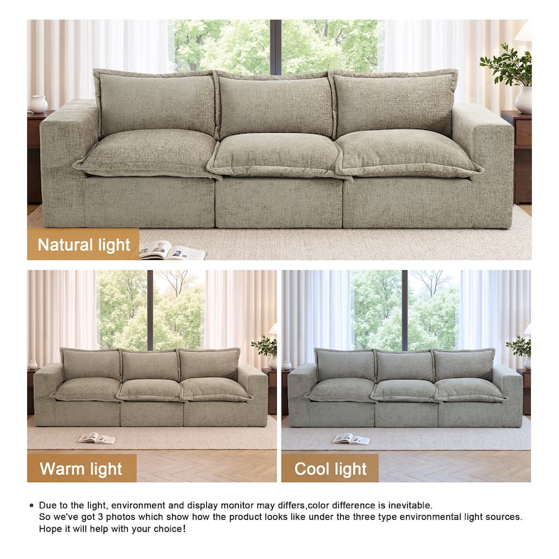 No Assembly Chenille Modular Sectional Sofa Comfy Cloud Couch