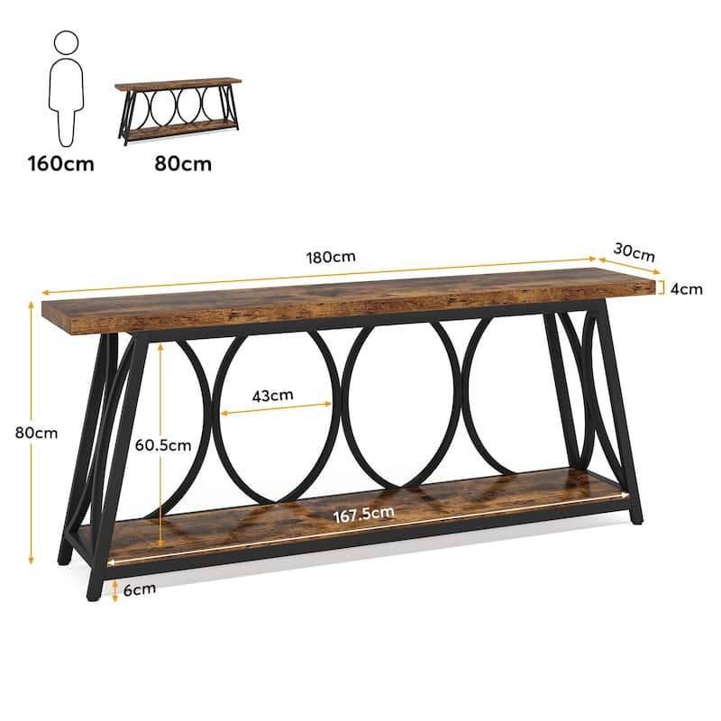 70.9 Inches Extra Long Console Table with 2 Tier Storage Shelf