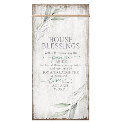 House Blessings Wood Plaque 6 3/4"x13 5/8" - White