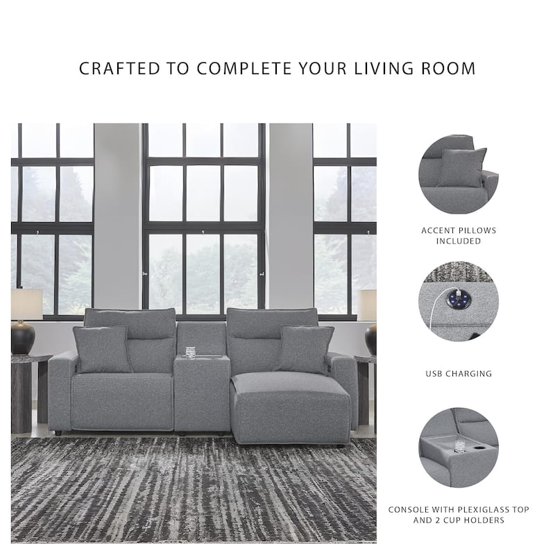 Signature Design by Ashley Modmax Gray 3-Piece Power Reclining Sectional with Chaise - 100" W x 63" D x 41" H