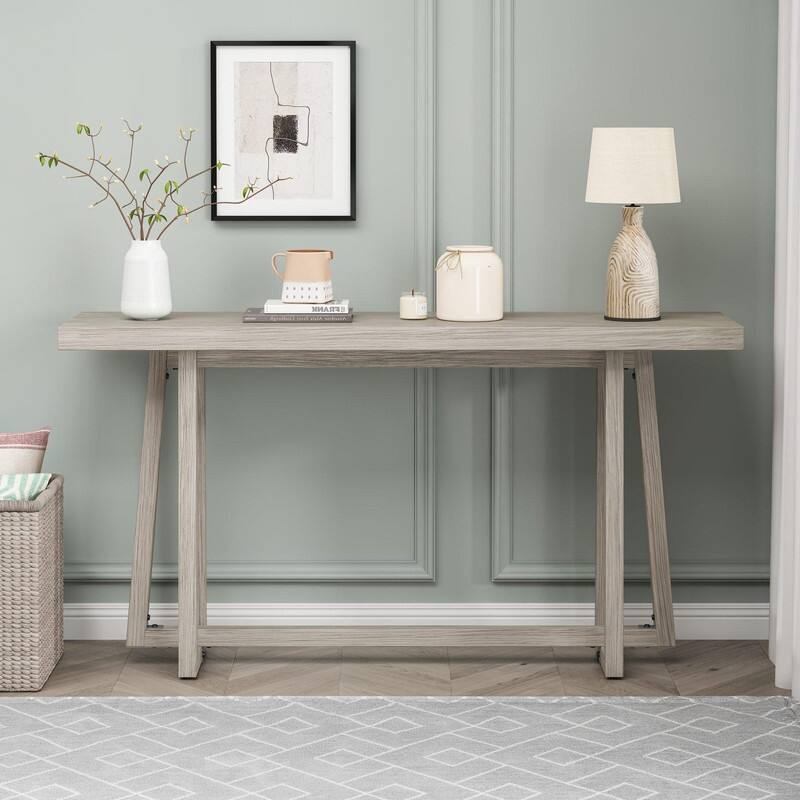 Stylish 60" Console Table, Rectangular Outdoor Entryway Table with Sturdy Construction for Hall Use